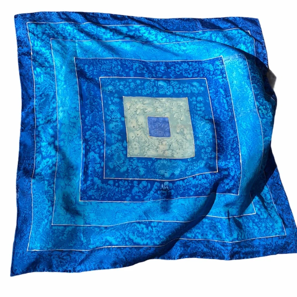 Hand Dyed Blue 100% Silk Scarf